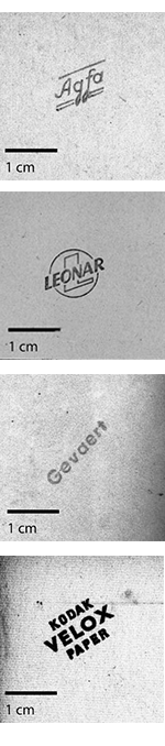 examples of backprinting found on photographic paper