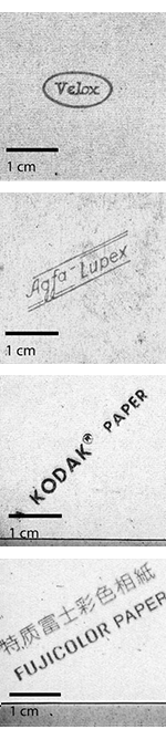 examples of backprinting found on photographic paper